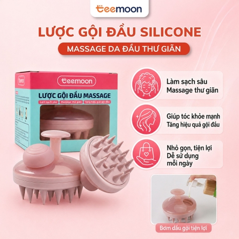 Lược Gội Đầu Massage Tóc Teemoon -  Silicon mềm, làm sạch gàu, giúp lưu thông máu