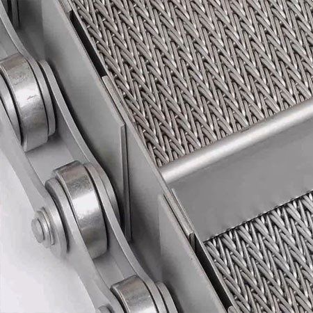 Băng tải lưới inox đan xoắn kép
