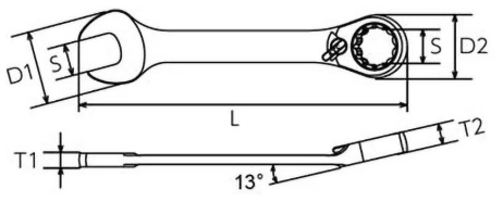 Cờ Lê Tròng Miệng Tự Động KTC MSR2A-08 Size 8mm - Đầu Cong 13°