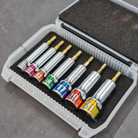 Bộ Đầu Khẩu Lục Giác 7 Chi Tiết KTC TBZP637 - Dùng Cho Máy Siết Bulong _ Hàng Cao Cấp Chính Hãng Nhật Bản