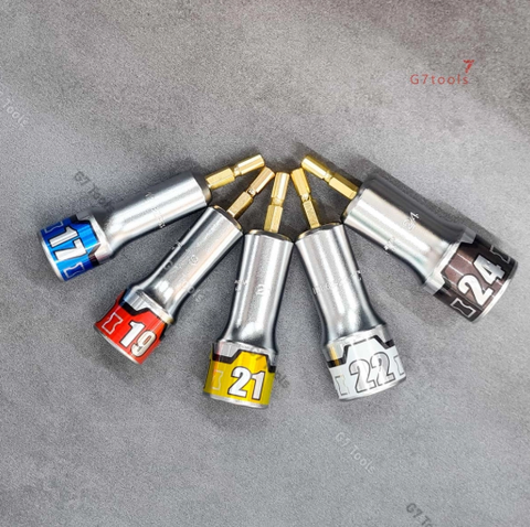 Bộ Đầu Khẩu Cho Máy 1/4" KTC TBZP635 Size 17–24mm_Socket Bit Impact Driver Gồm 5 Chi Tiết