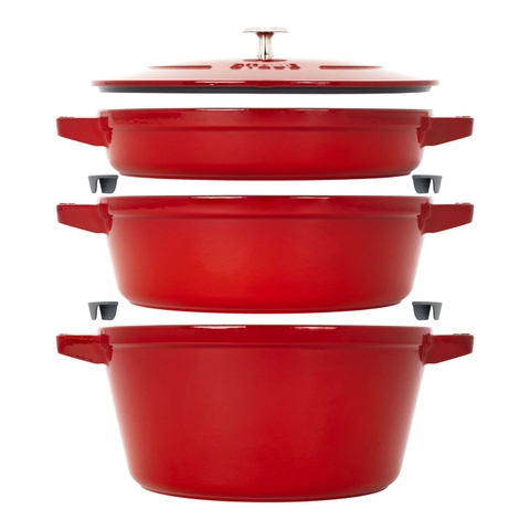 Bộ nồi gang STAUB tròn màu đỏ cherry - 4 món