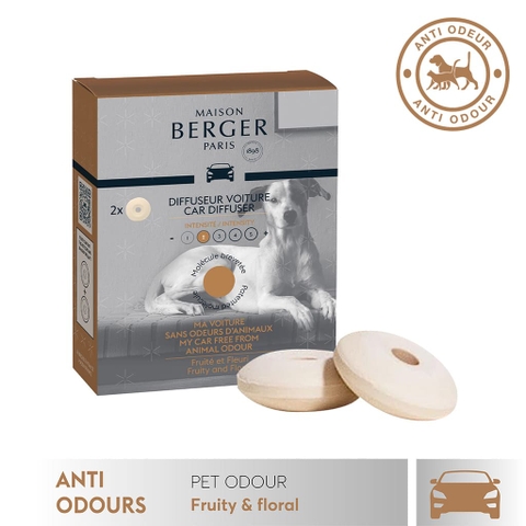 Bộ tinh dầu xe hơi, khử mùi thú cưng hương Fruity & Floral Maison Berger 2 cái