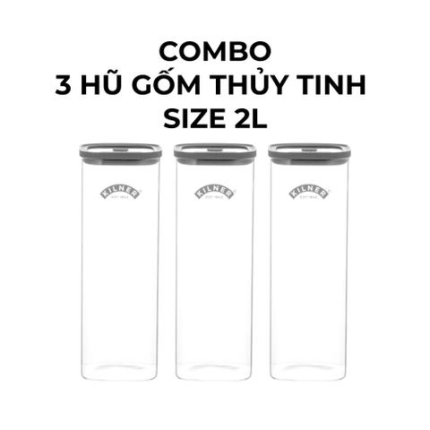 Kilner - Combo 3 Hũ gốm thuỷ tinh đựng thực phẩm - 2L