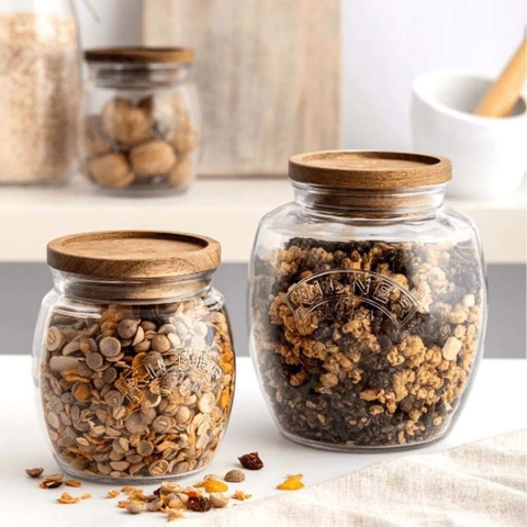 Hũ thủy tinh bầu nắp gỗ Acacia Kilner – ảnh 5