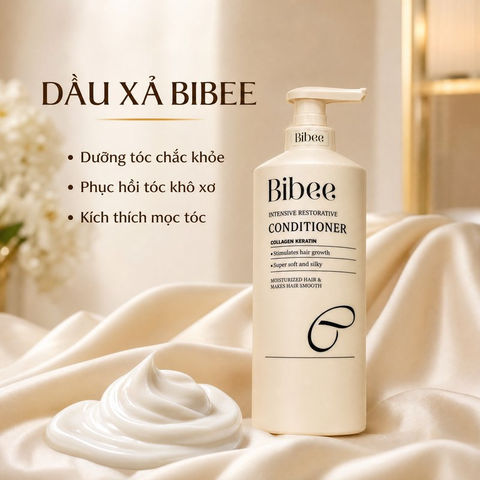 Cặp dầu gội xả Bibee phục hồi chuyên sâu hỗ trợ mọc tóc siêu mềm mượt 500ml