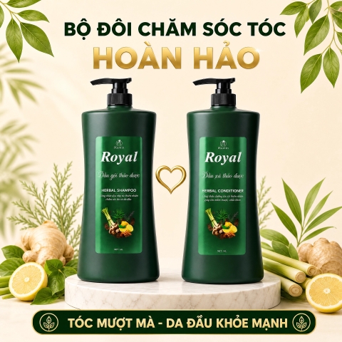 Dầu xả Royal thảo dược phục hồi tóc khô xơ nuôi dưỡng suôn mượt 800ml