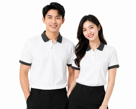 Áo Polo Trắng Phối Cổ Xám Đậm
