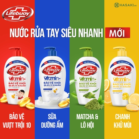 Nước Rửa Tay LIFEBUOY Bảo Vệ Vượt Trội giúp loại bỏ vi khuẩn (chai 450g)