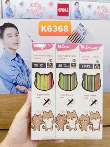 Bút Chì Học Sinh 2B 6368 King (12 Cây/Hộp)