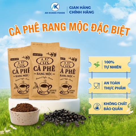 Cà phê Robusta rang mộc nguyên chất loại đặc biệt 250g cafe truyền thống đậm đà AnKhang Foods