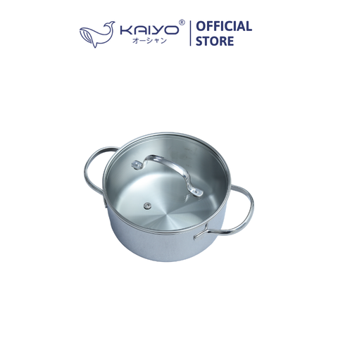 Nồi Inox thân đáy liền Try-Ply Kaiyo, vung kính (Classic Pro)