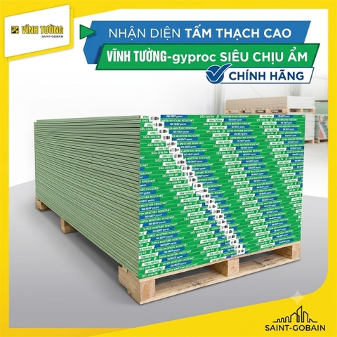 Tấm Thạch Cao Vĩnh Tường Gyproc Siêu Chịu Ẩm
