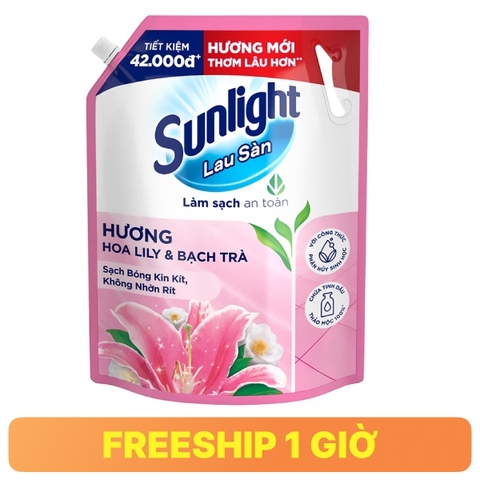 Nước lau sàn Sunlight tinh dầu thảo mộc hương hoa lily & bạch trà túi 3.6kg