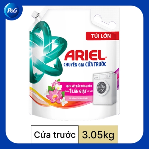 Nước giặt Ariel chuyên gia cửa trước hương sen nhài túi 3.05kg