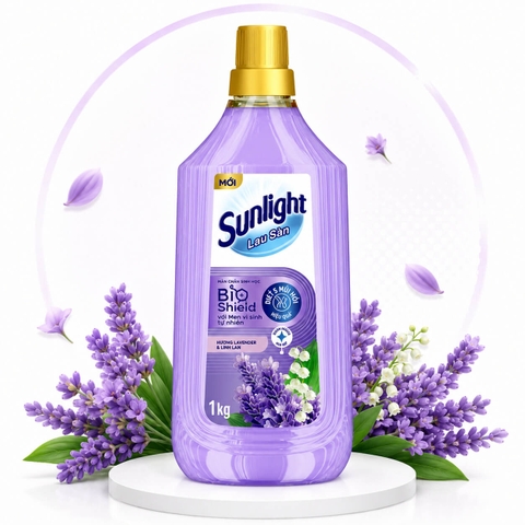 Nước lau sàn Sunlight tinh dầu thảo mộc hương lavender chai 1kg