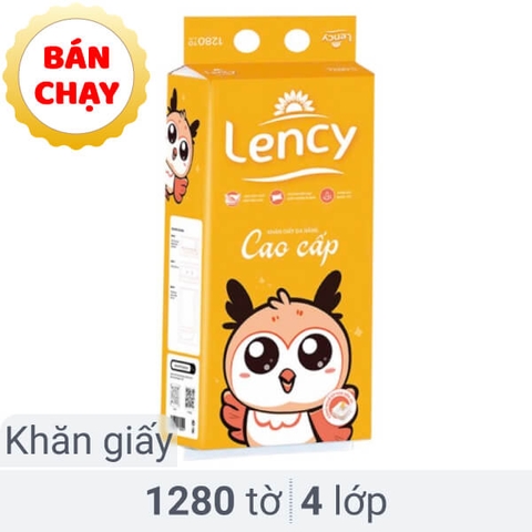 (Quà tặng) Giấy rút đa năng Lency cao cấp 4 lớp 1280 tờ