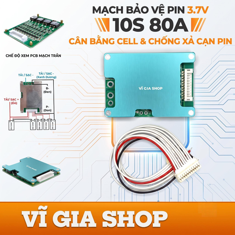 Mạch Bảo Vệ Pin 10S 80A Đa Năng Li-ion 3.7V Cổng Sạc Xả Riêng Biệt Cho Xe Điện