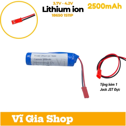 Pin sạc 3.7V Dung lượng 2500mAh - Jack nối JST 2P