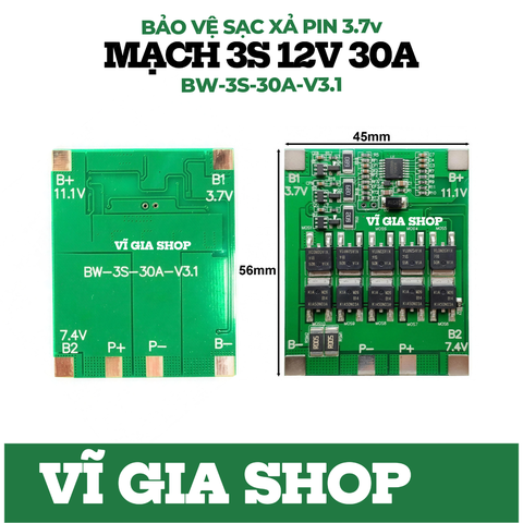 Mạch 3S 12V 30A BW Sạc Cân Bằng Và Bảo Vệ Pin Li-ion 3.7V Vĩ Gia Shop