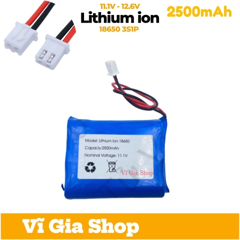 Pin Sạc 12V 2500mAh 3S Mạch Bảo Vệ 20A Jack XH 2.54mm - Vĩ Gia Shop