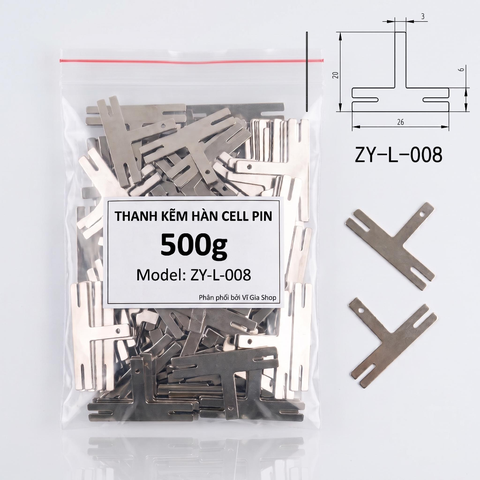 Kẽm Thanh Chữ T Hàn Cell Pin 18650 Dày 0.18mm Mã ZY-L-008 (Túi 500g)