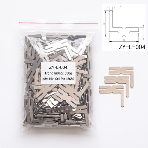 Kẽm Thanh Chữ L Hàn Cell Pin 18650 Dày 0.18mm Mã ZY-L-004 (Túi 500g)