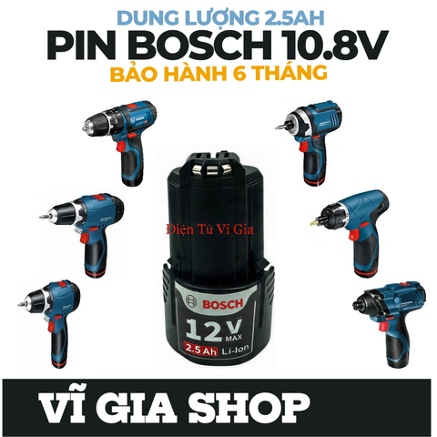 Pin Bosch 10.8V 2.5Ah Nhận Sạc Zin Chính Hãng - Pin Đóng Máy Khoan Bosch Cao Cấp Bảo Hành 6 Tháng