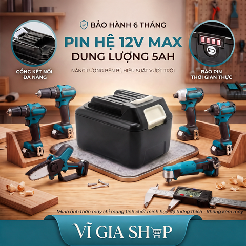 Pin Đóng 12V Max 5.0Ah Dòng Xả 50A Mã BL1041B (Tương Thích Máy Makita 12V CXT)