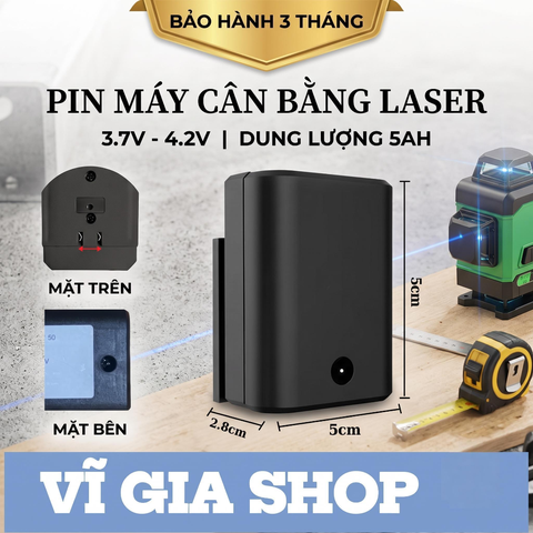 Pin Máy Cân Mực Máy Bắn Cốt Laser 5Ah Hệ 1S 3.7V - 4.2V Dung Lượng Thực