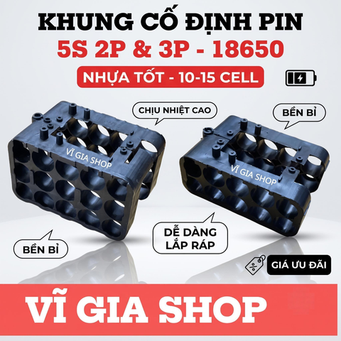 Khung Nhựa Cố Định Pin 10 Cell - 15 Cell 18650 Chân Phổ Thông M21 (Nhựa ABS)