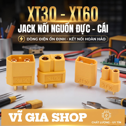 Cặp Giắc Cắm Nguồn XT30 / XT60 Chịu Tải Cao Mạ Vàng Chống Cháy (Đực + Cái)