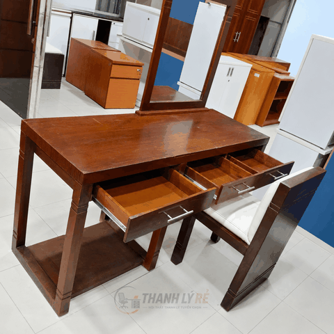 Bàn ghế trang điểm gỗ màu nâu 1400x495x750/1470mm BAN065