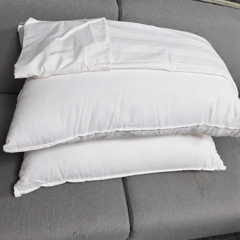 Combo 2 Ruột Gối 50x70cm + 2 Vỏ Gối Trắng Sọc Thanh Lý Tuyển Chọn CBG 108