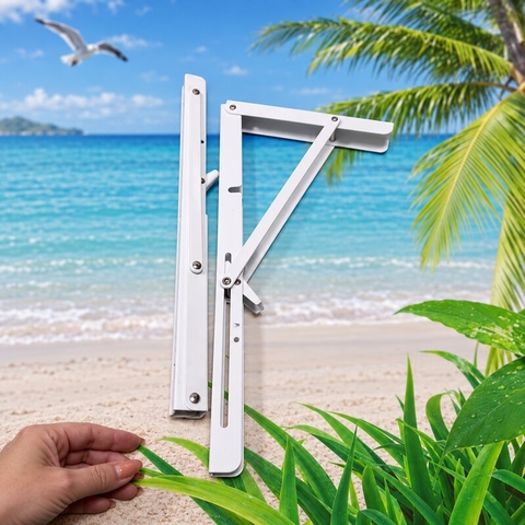 Ke gập bàn gắn tường bằng thép sơn trắng KG119