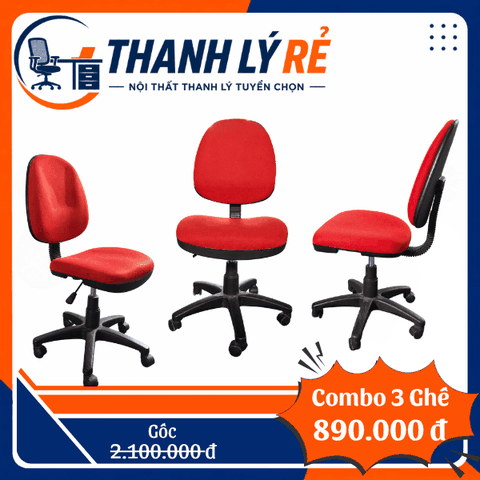 Combo 3 ghế xoay làm việc nỉ đỏ GHE103