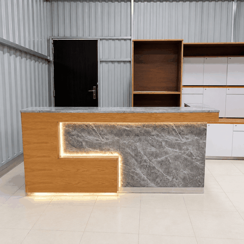 Quầy lễ tân gỗ hiện đại 2170x815x1013mm QUAY046