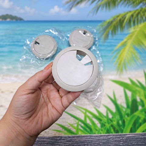 Nắp Chụp Lỗ Luồn Dây Điện Tròn Bằng Nhựa Màu Xám Cho Bàn Làm Việc Bàn Máy Tính CHUP118