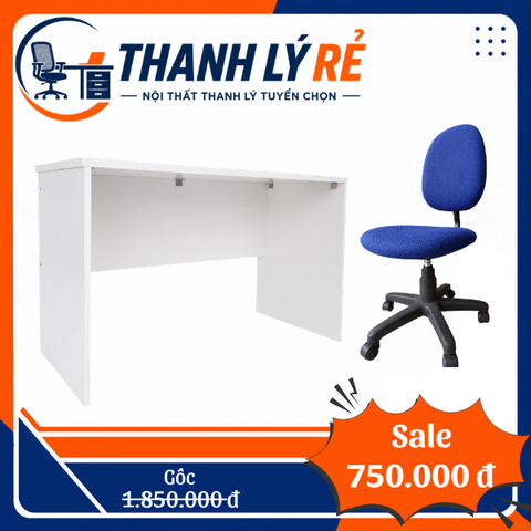 Combo bàn ghế làm việc màu trắng nhỏ gọn COMBO055
