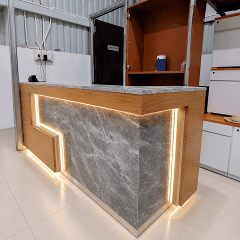 Quầy lễ tân gỗ hiện đại 2170x815x1013mm QUAY046
