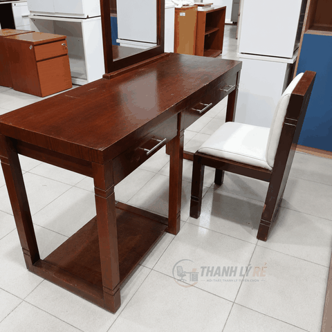 Bàn ghế trang điểm gỗ màu nâu 1400x495x750/1470mm BAN065