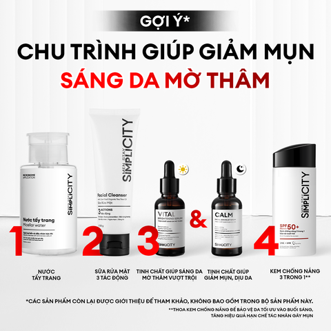 Combo serum Calm & Vital giảm mụn sáng da mờ thâm cho nam BHA + Peptide + 5% Niacinamide 30ml