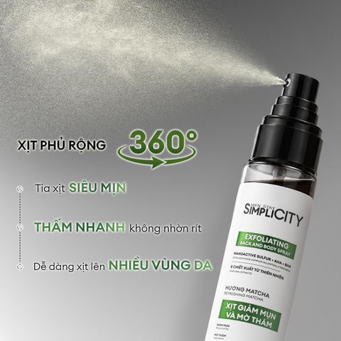 Xịt giảm mụn và mờ thâm cơ thể Exfoliating Body Spray 100ml