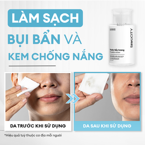 Nước tẩy trang Micellar water sạch bụi bẩn và dầu nhờn tức thì 200ml