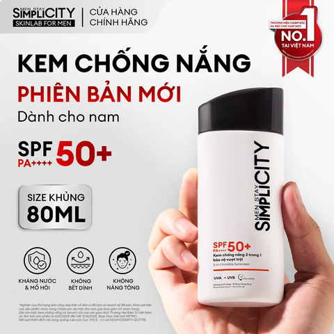 Kem chống nắng 3 trong 1 bảo vệ vượt trội Invisible Sunscreen 80ml với SPF 50+ PA++++