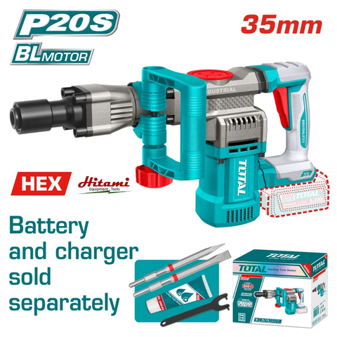 Máy đục bê tông không chổi than dùng pin 20V (không kèm pin & sạc)-TOTAL-TDBLI20358