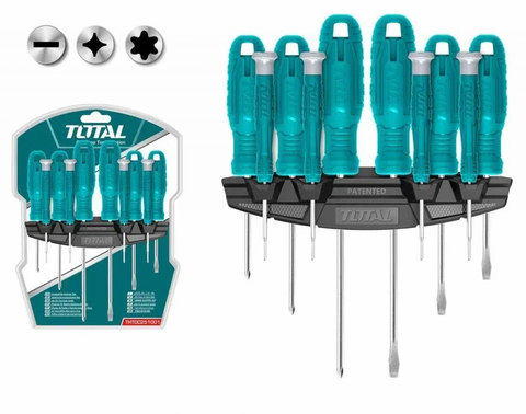 Bộ 10 tua vít dẹp, bake, sao và tua vít chuẩn -TOTAL-THTDC251001