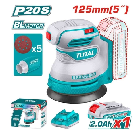 Máy chà nhám tròn không chổi than dùng pin 20V -TOTAL-TROSLI20021