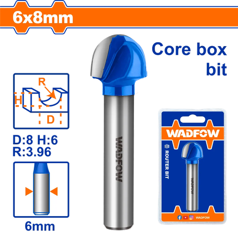 Mũi phay gỗ đầu tròn 6x6x8mm Wadfow  WRG8402