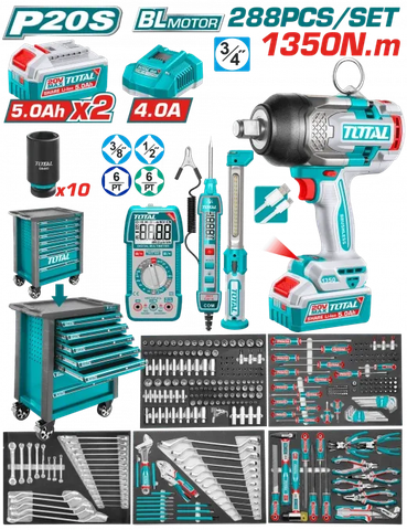 Bộ 288 món trong tủ xe đẩy đựng công cụ-TOTAL-THPTCS82882